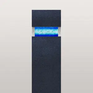 Carisso Vetro Doppelgrabstein Schwarzer Granit mit Blauem Glas