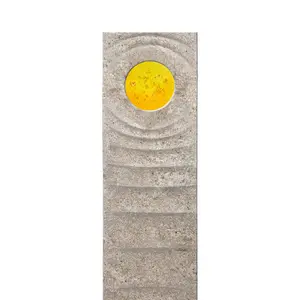 Levanto Sola Muschelkalk Doppelgrab Grabstein mit Glas Element in Gelb